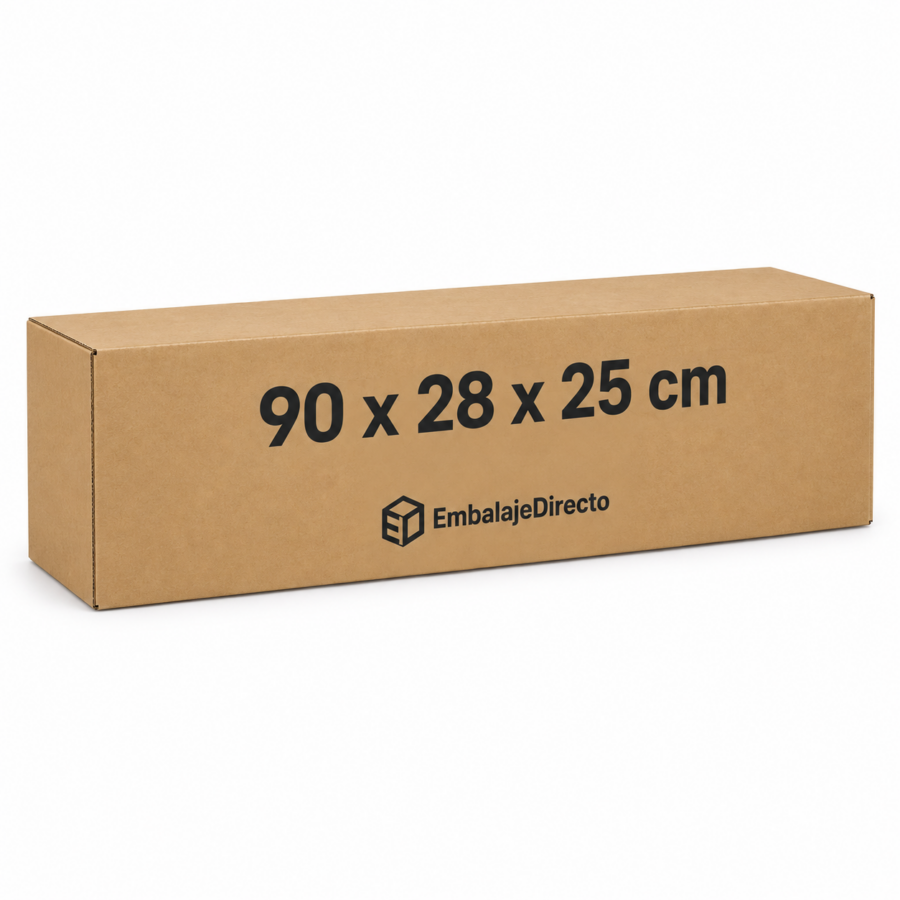Cajas jamoneras 90x28x25 cm con medidas y logo Cajas jamoneras 90x28x25 cm de cartón canal doble con logo Embalaje Directo