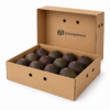 Caja para aguacates abierta con tapa y fondo y ventilación circular