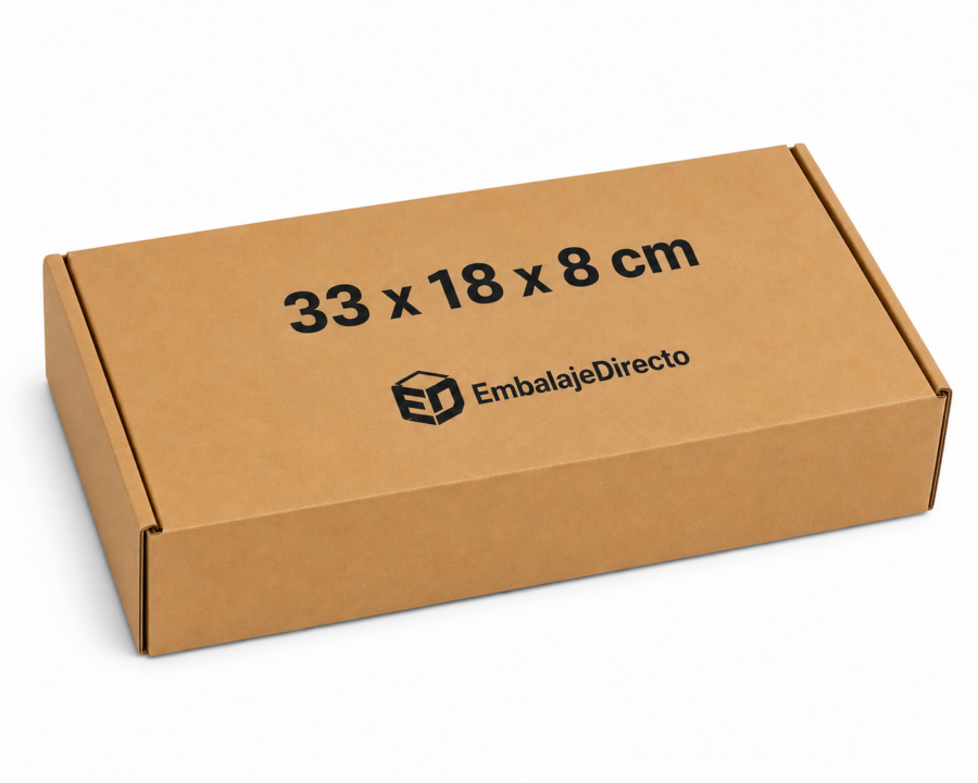 Caja pizza calzone 33x18x8 cm en kraft Caja pizza calzone 33x18x8 cm de cartón kraft con logo de Embalaje Directo