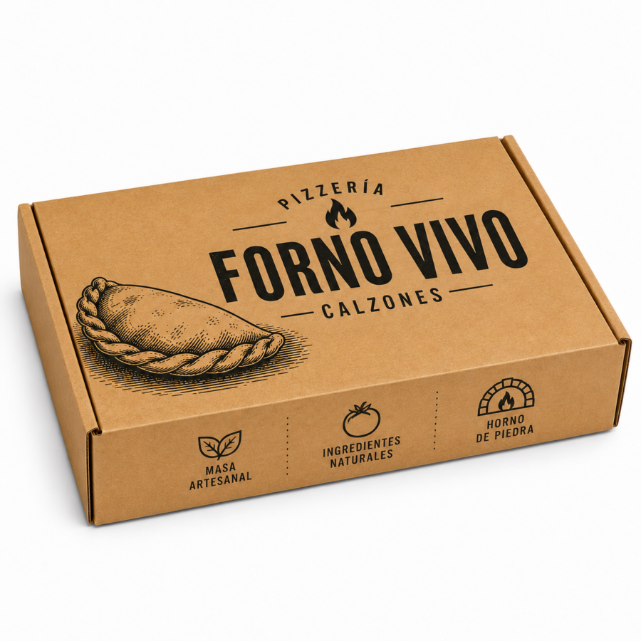Caja personalizada Forno Vivo Caja kraft personalizada Forno Vivo para pizza calzone