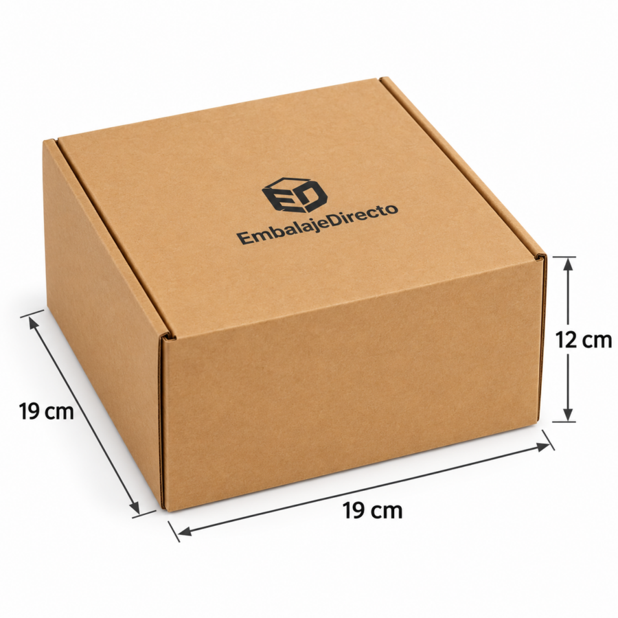 Medidas caja automontable 19x19x12 cm Medidas de caja automontable 19x19x12 cm para ecommerce